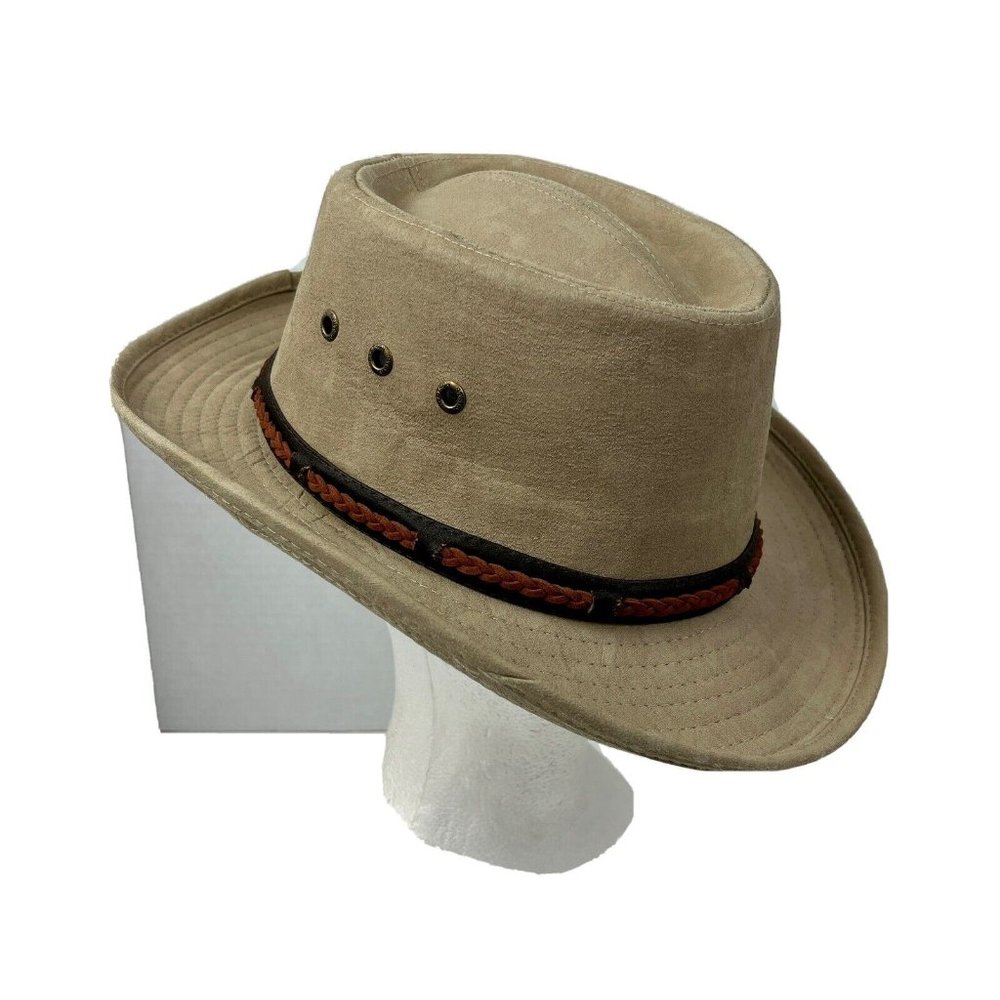 Stetson Outdoor Fedora Hat With Vent Holes And Decorative Band Size M Tan/Brown